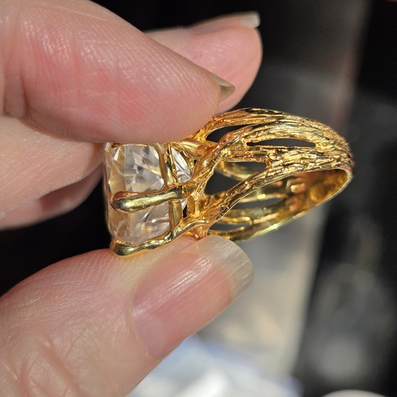 Quartz 12k cherry blossom round HUGE ring sz7 - Picture 4 of 9